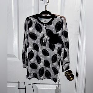 Birdie Bean Black and Silver  Henley Long Sleeve Shirt